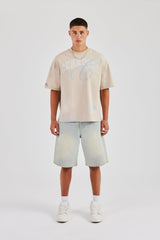 Graffiti Oversized T-Shirt - Stone