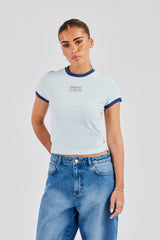 Glitter Applique Contrast Baby Tee - Baby Blue