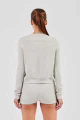 Rib Button Up Top - Grey
