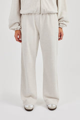 Towelling Applique Wide Leg Jogger - Grey Marl