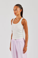Scoop Neck Embroidered Vest - White