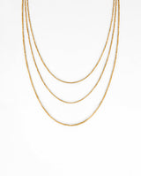 Triple Layer Box Chain Necklace - Gold