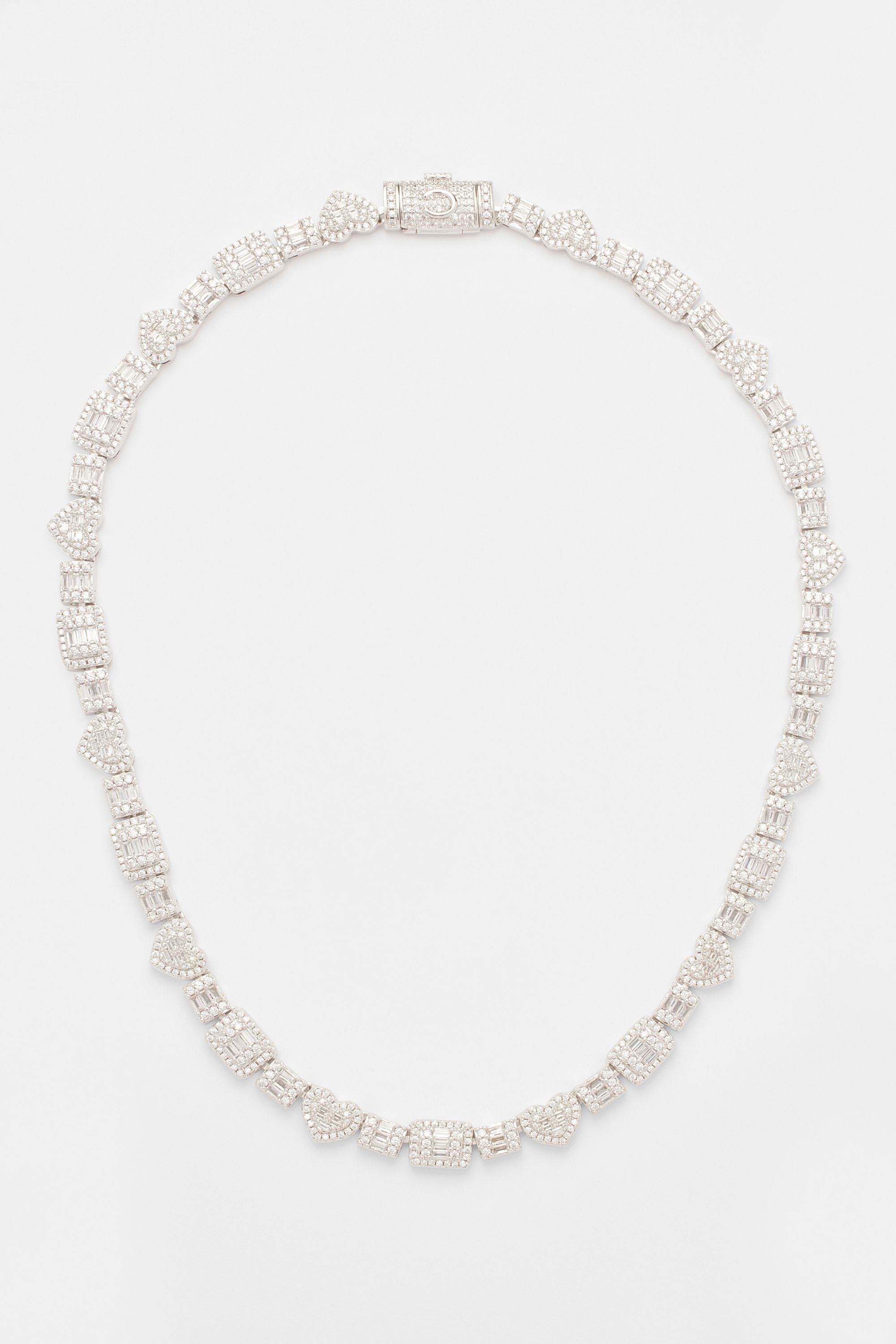 8mm Baguette & Iced Heart Tennis Chain