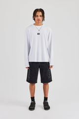Raw Edge Applique Motif Jort - Washed Black