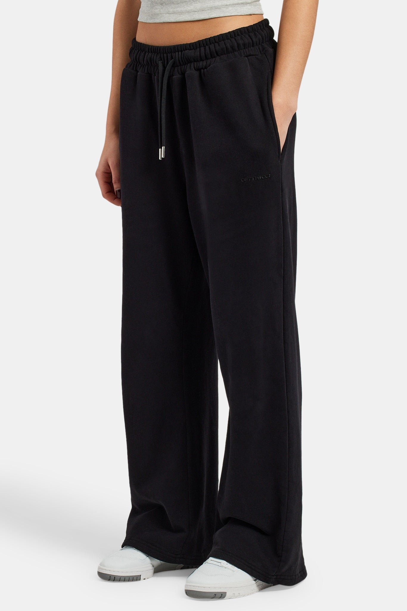 Womens Distressed Applique Tracksuit - Black