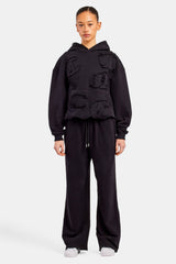 Womens Distressed Applique Tracksuit - Black