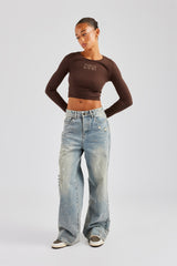 Distressed Paint Splatter Baggy Jean - Antique Wash