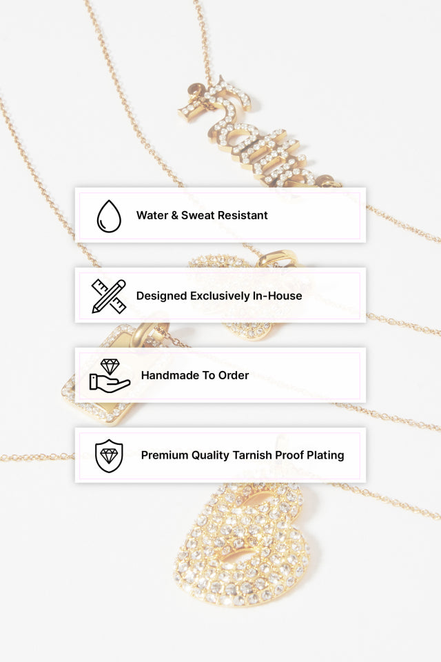 Iced Mini Bubble Name Necklace - White