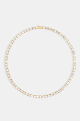 Round & Rectangular Tennis Chain - Gold 5mm
