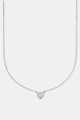 Clear Heart Bezel Necklace - White - 10mm