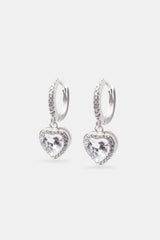 Heart Drop Earrings - White - 25mm