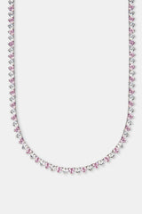 Pink & Clear Heart Tennis Chain - White - 5mm