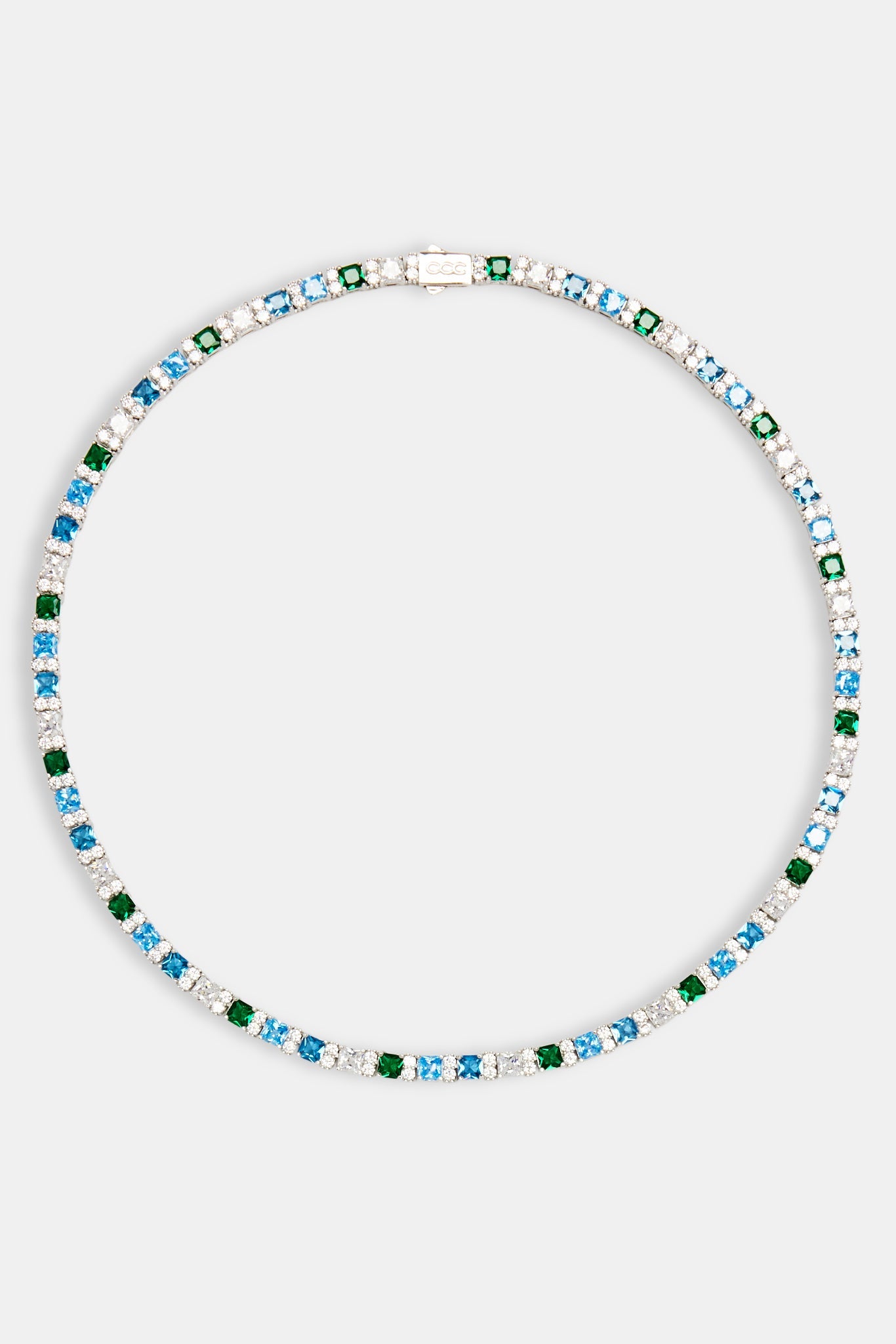 Iced Baguette Tennis Chain - Blue Green