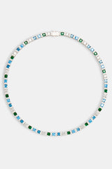 Iced Baguette Tennis Chain - Blue Green