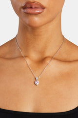 Pink Heart Bezel Necklace - White - 10mm