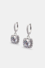 Square Drop Earrings - White - 25mm