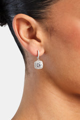 Square Drop Earrings - White - 25mm