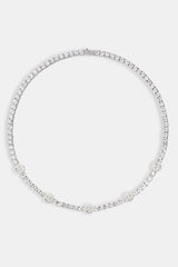 Iced Happy Face Tennis Chain - White 5mm