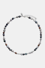 Multi Colour Baroque Freshwater Pearl Bead Necklace - White - 6mm