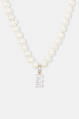 Iced Initial Clip On Pendant + 6mm Pearl Chain