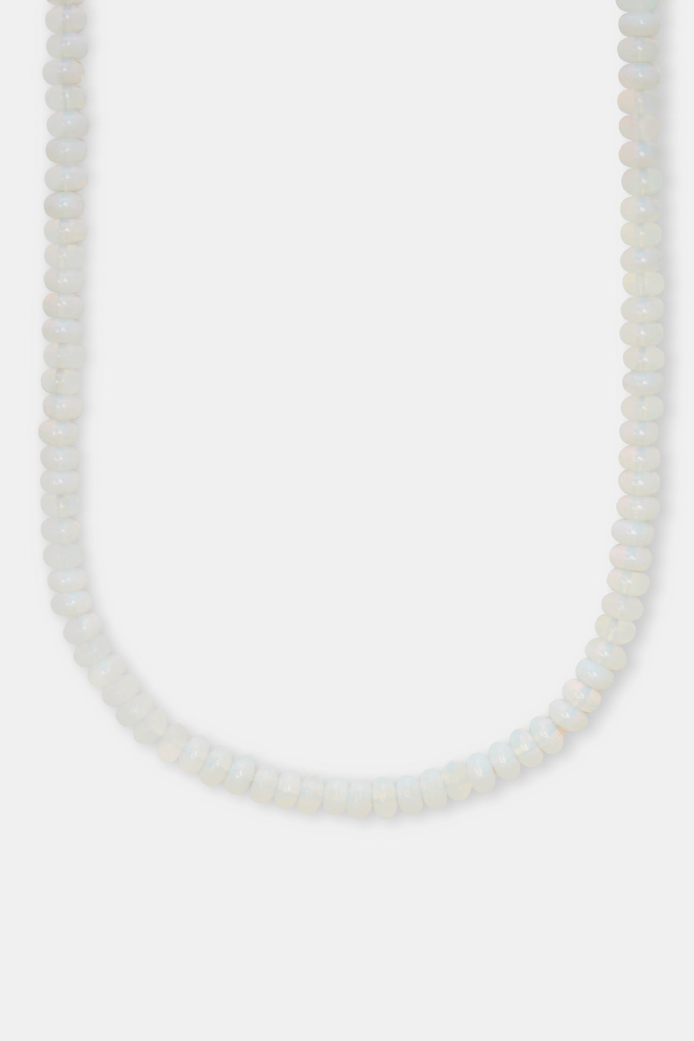 Opal Bead Necklace - White - 6mm