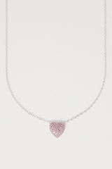 Iced Pink  Heart Necklace - 12mm
