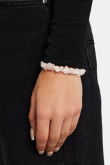 Rose Quartz Shard Bead Bracelet - White - 6mm