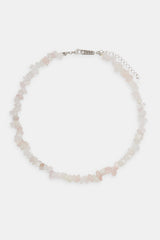 Rose Quartz Shard Bead Necklace - White - 6mm