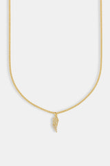 Micro Iced Angel Wing Necklace - 15mm - Gold
