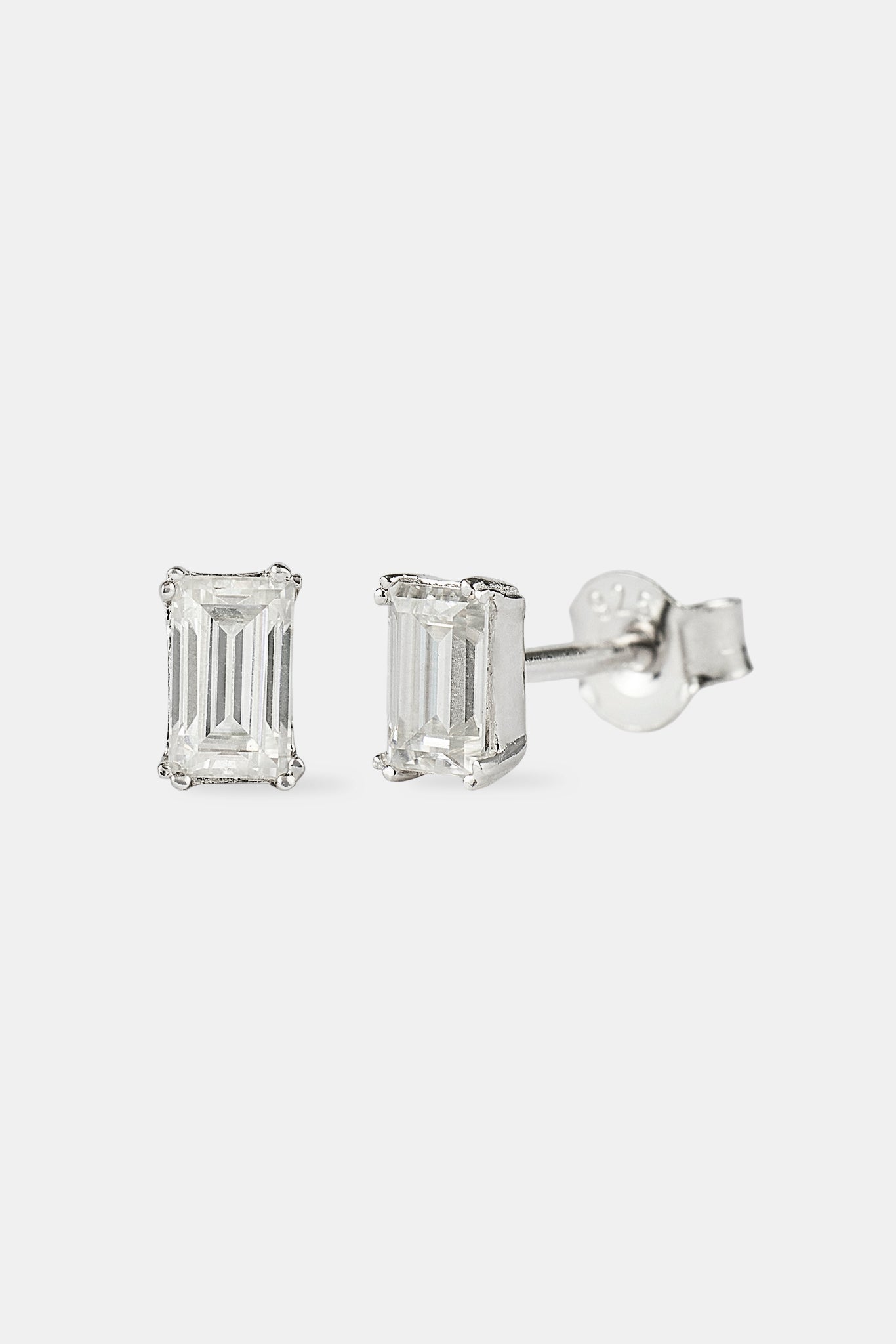 Iced Micro Baguette Stud Earrings - 5mm