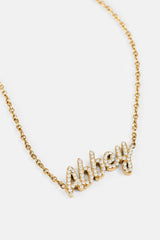 Iced Font Name Necklace - Gold