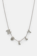 Iced Mini Bubble Name Necklace - White