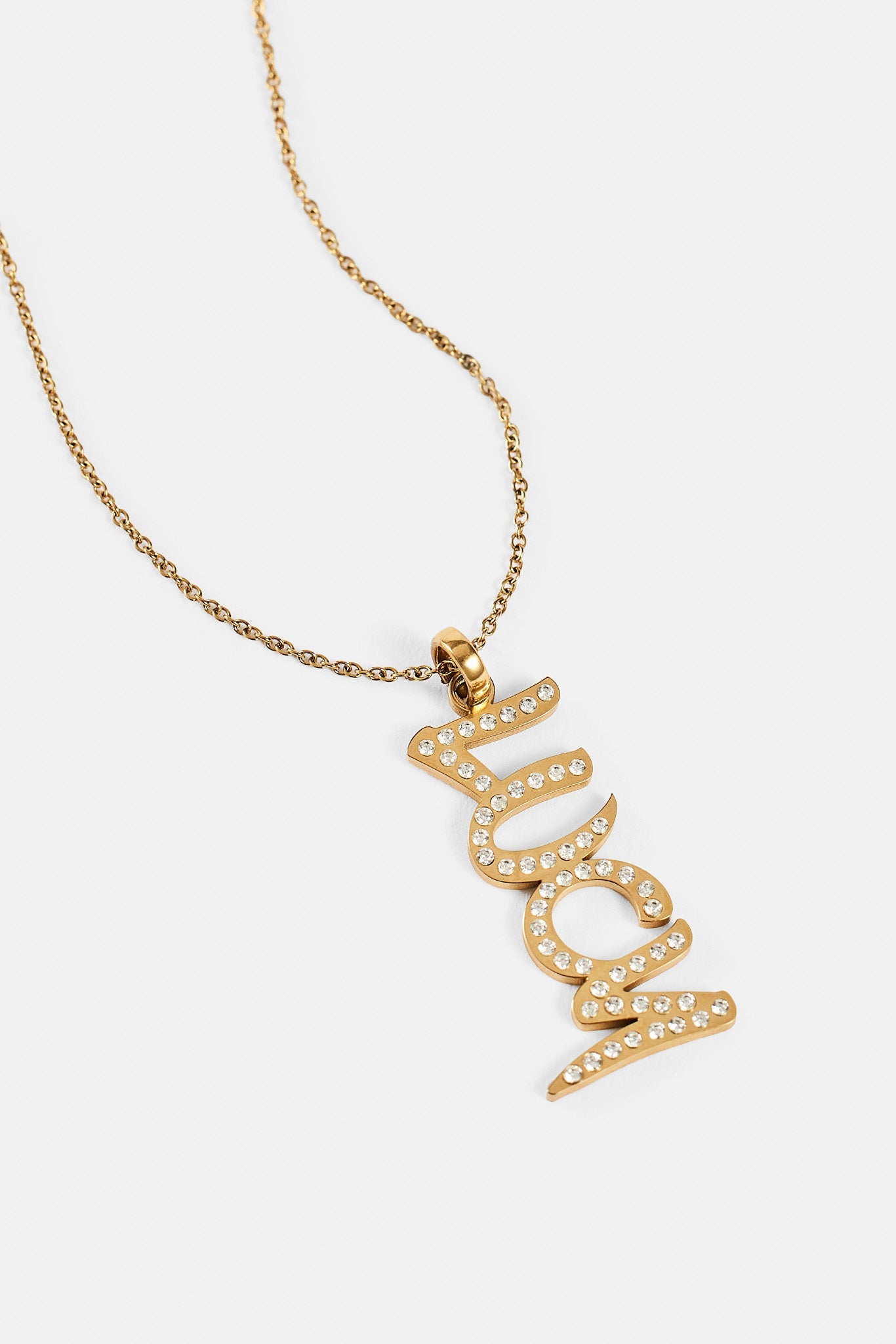 Iced Drop Name Necklace - Gold - 10mm