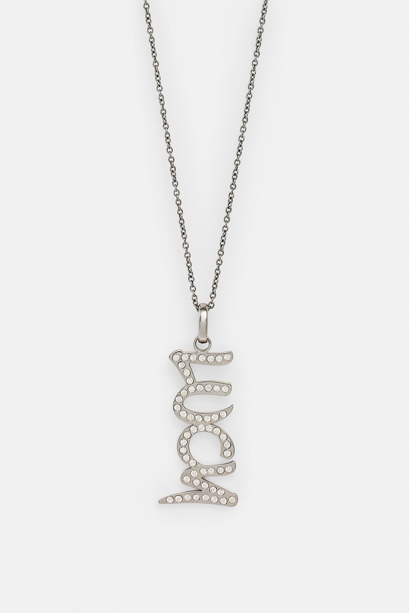 Iced Drop Name Necklace - White - 10mm