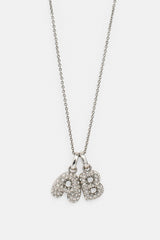 Iced Bubble Double Initial Necklace - White - 10mm
