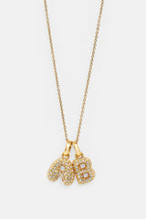 Iced Bubble Double Initial Necklace - Gold - 10mm