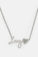 Mother Of Pearl Heart Name Necklace - White