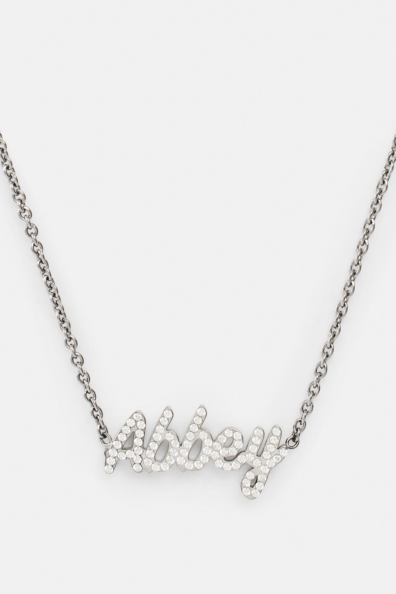 Iced Font Name Necklace - White