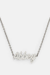 Iced Font Name Necklace - White