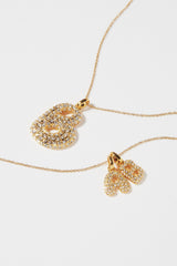 Iced Bubble Initial Necklace - Gold - 22mm