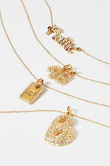 Iced Edge Initial Tag Necklace - Gold - 15mm
