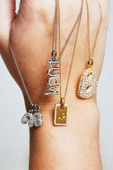 Iced Drop Name Necklace - White - 10mm