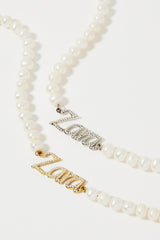Iced Name Freshwater Pearl Necklace - Gold - 10mm