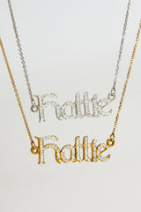Iced Gothic Font Name Necklace - Gold - 10mm