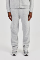 Embroidered Knitted Jogger - Light Grey