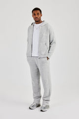 Embroidered Knitted Jogger - Light Grey