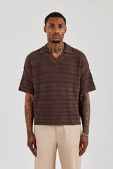 Knitted Boxy Polo - Chocolate