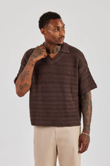 Knitted Boxy Polo - Chocolate