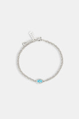 Iced Blue Oval Gemstone Rolo Bracelet - 10mm