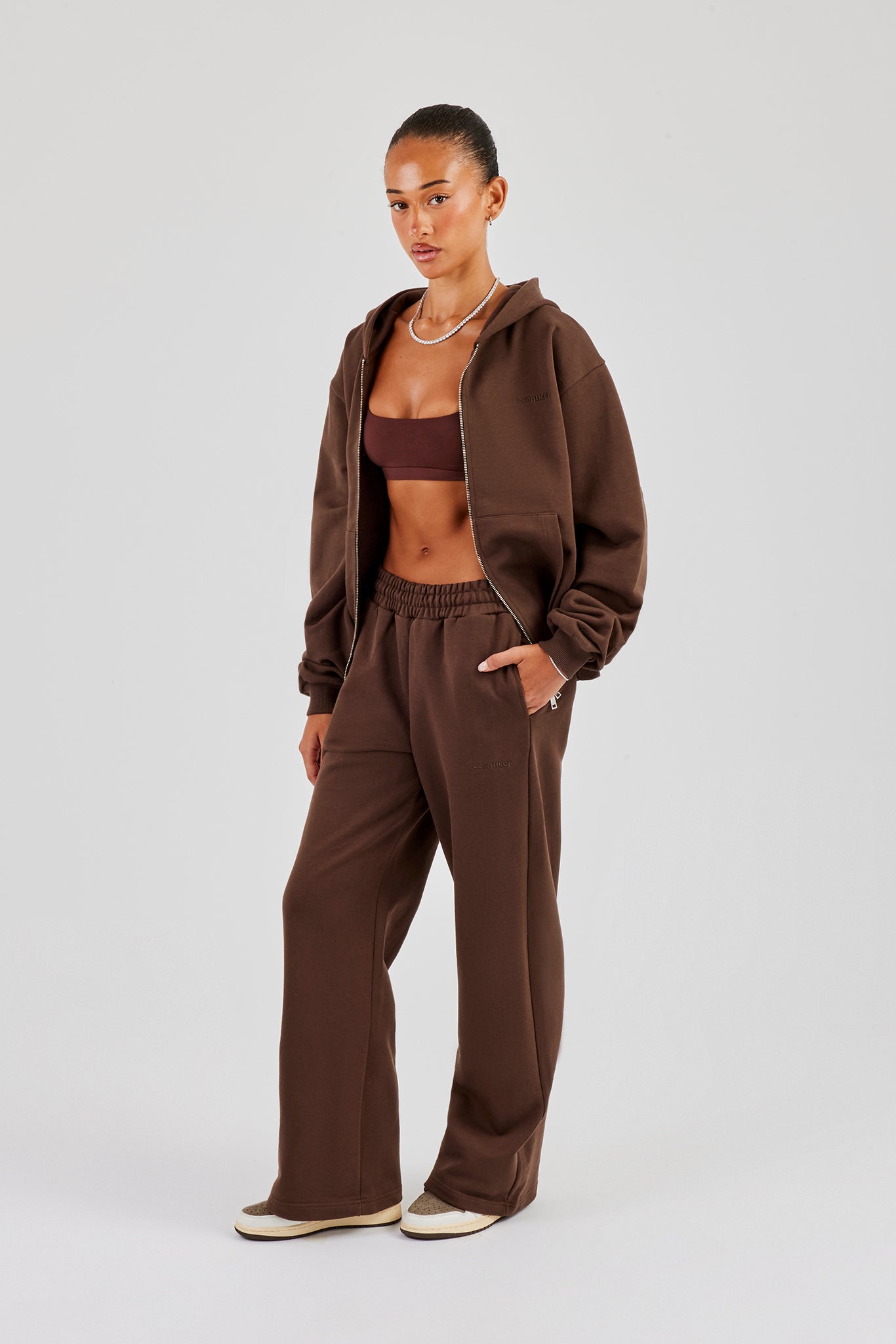 Cernucci Wide Leg Jogger - Chocolate